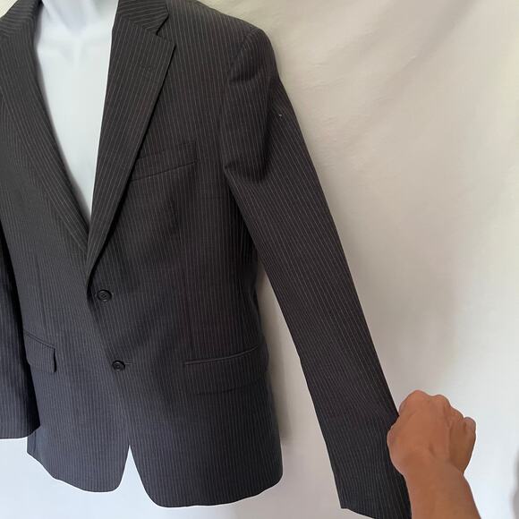 Y2K Tommy Hilfiger Wool Pinstripe Mens Blazer 40L Preppy Ivy 2 Button Academia - Picture 4 of 14